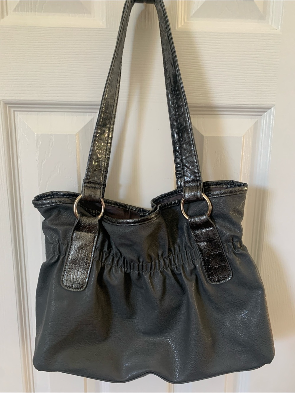 Y2K Cato Dark Gray Purse Silver Accents Shoulder Bag - Picture 5 of 11